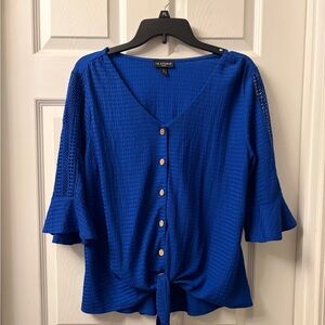 I.N. Studio Petite Textured Royal Blue Top